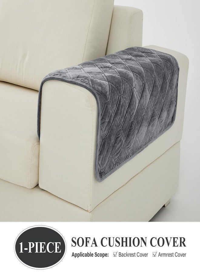 DEEPDREAM Deep Dream Sectional Couch Cover, Couch Cover, 1 Piece Armrest Covers, Backrest Covers, Anti-Slip Armrest Cover for Dogs Cats Recliner Loveseat Sofa L Shaped, 28 x 28 Inch -Dark Grey (1 Piece) - Image 2